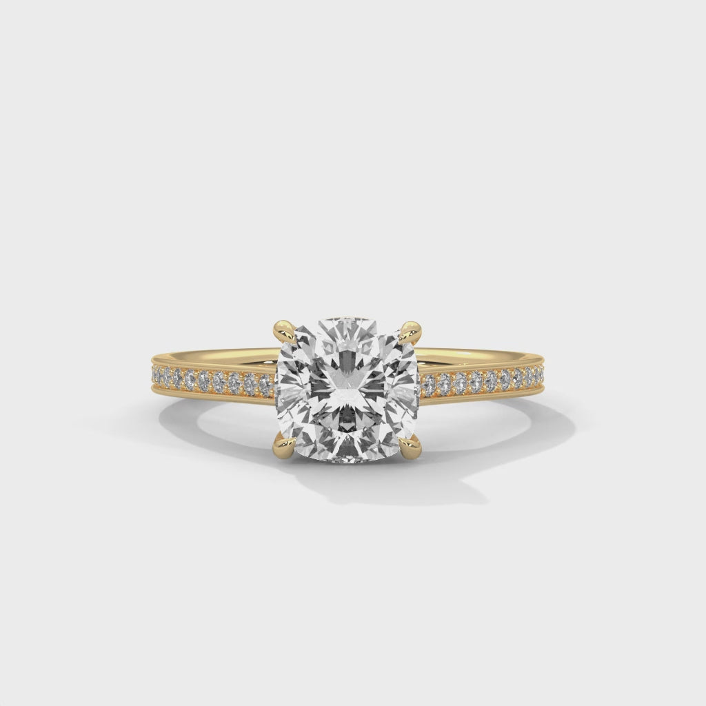 Cushion Cut Diamond Pavé Engagement Ring