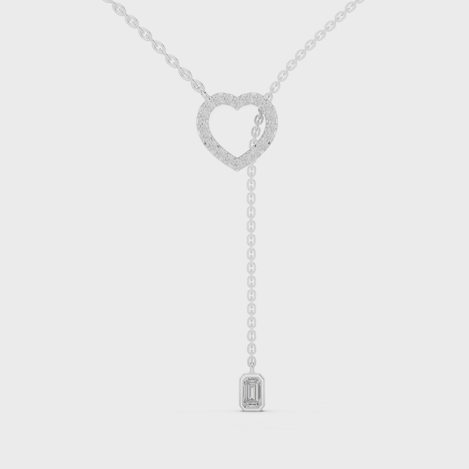 Blue Heart Drop Y Necklace