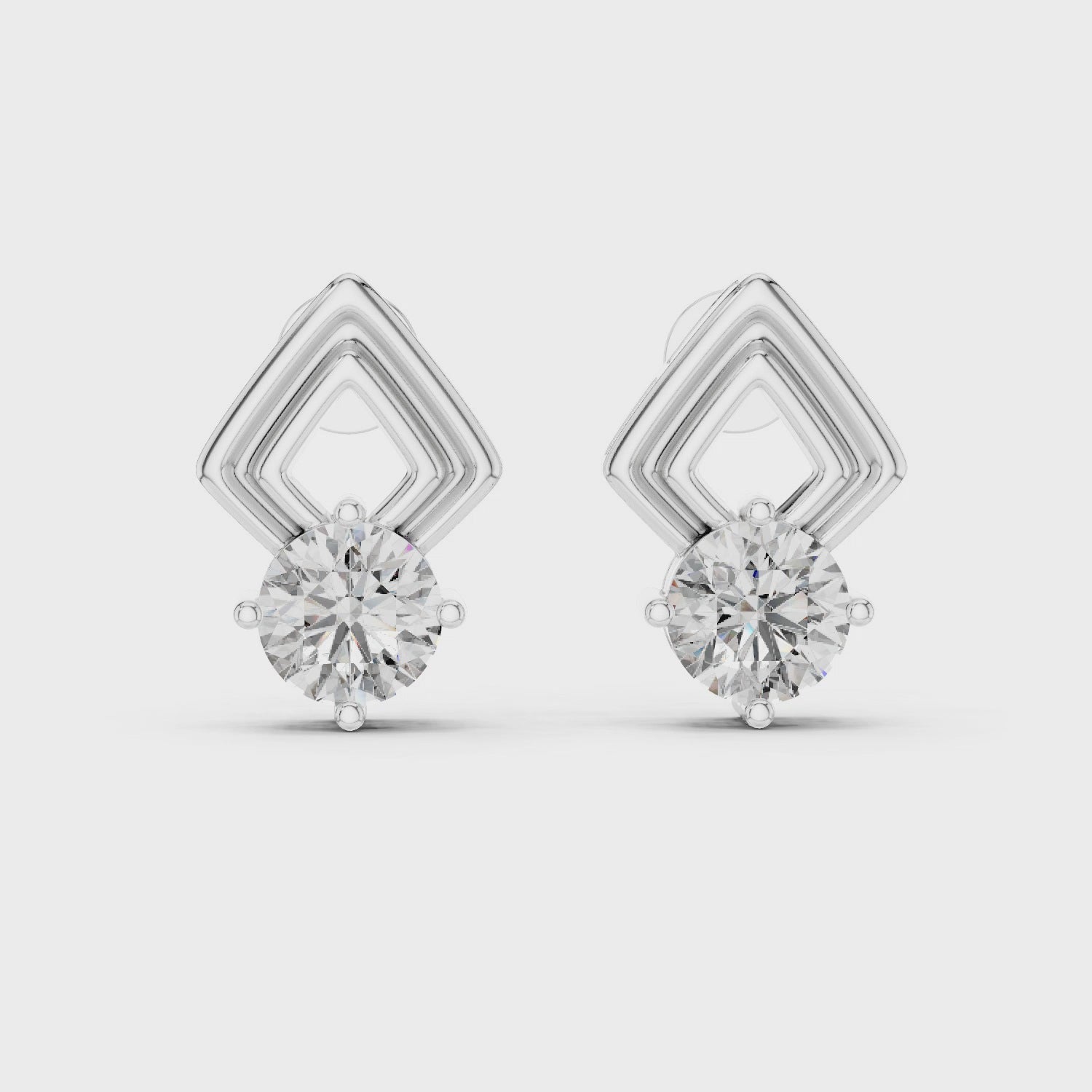 Round Diamond Geometric Stud Earrings