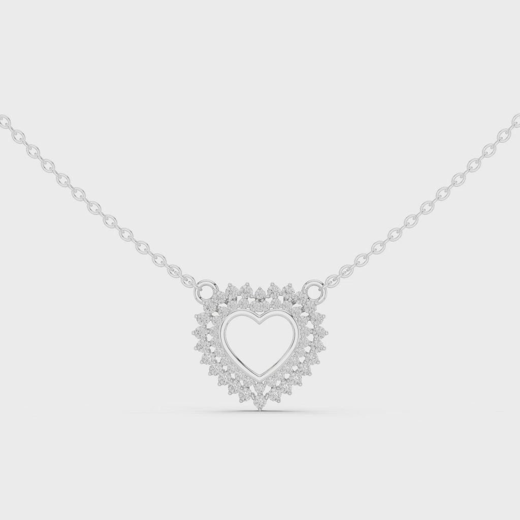 1Diamond Heart Halo Pendant Necklace
