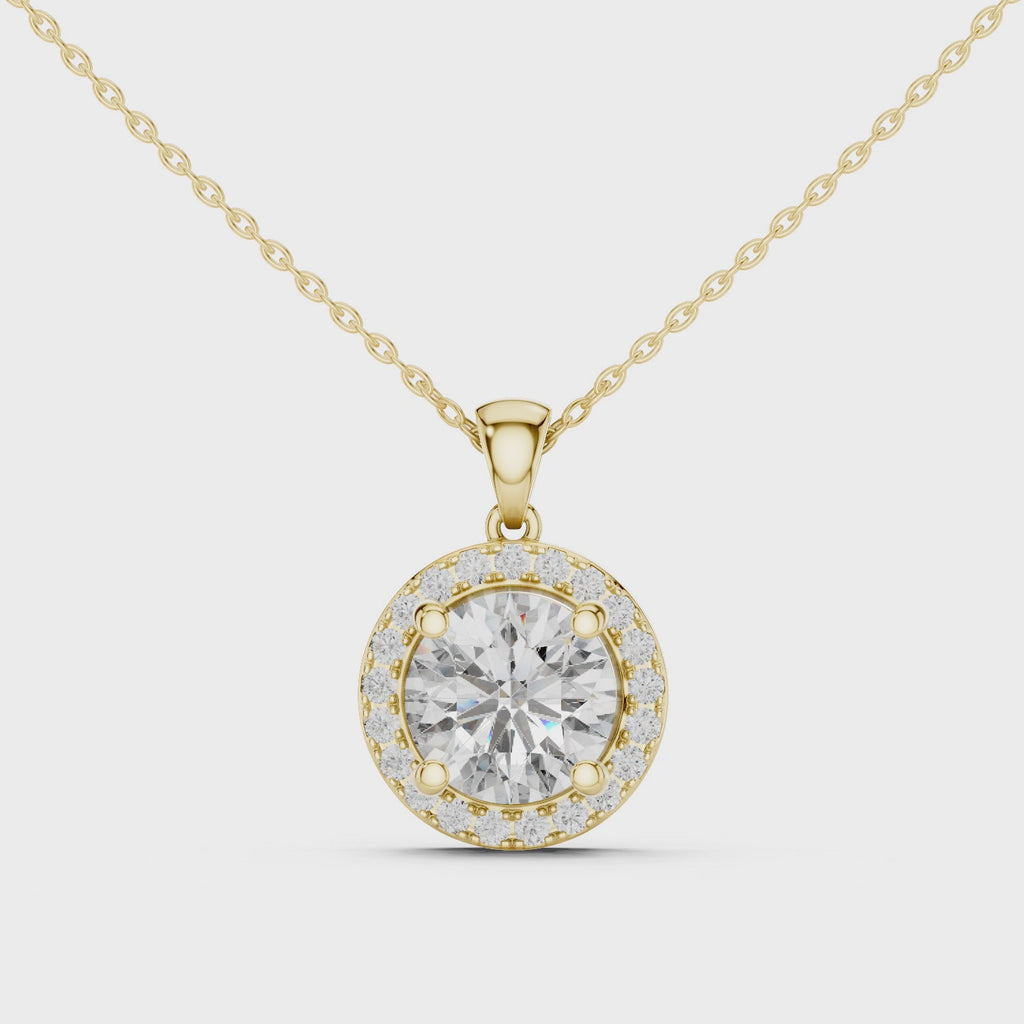 1Large Round Diamond Halo Pendant