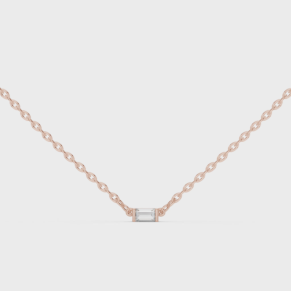 1Baguette Diamond Minimal Bar Pendant