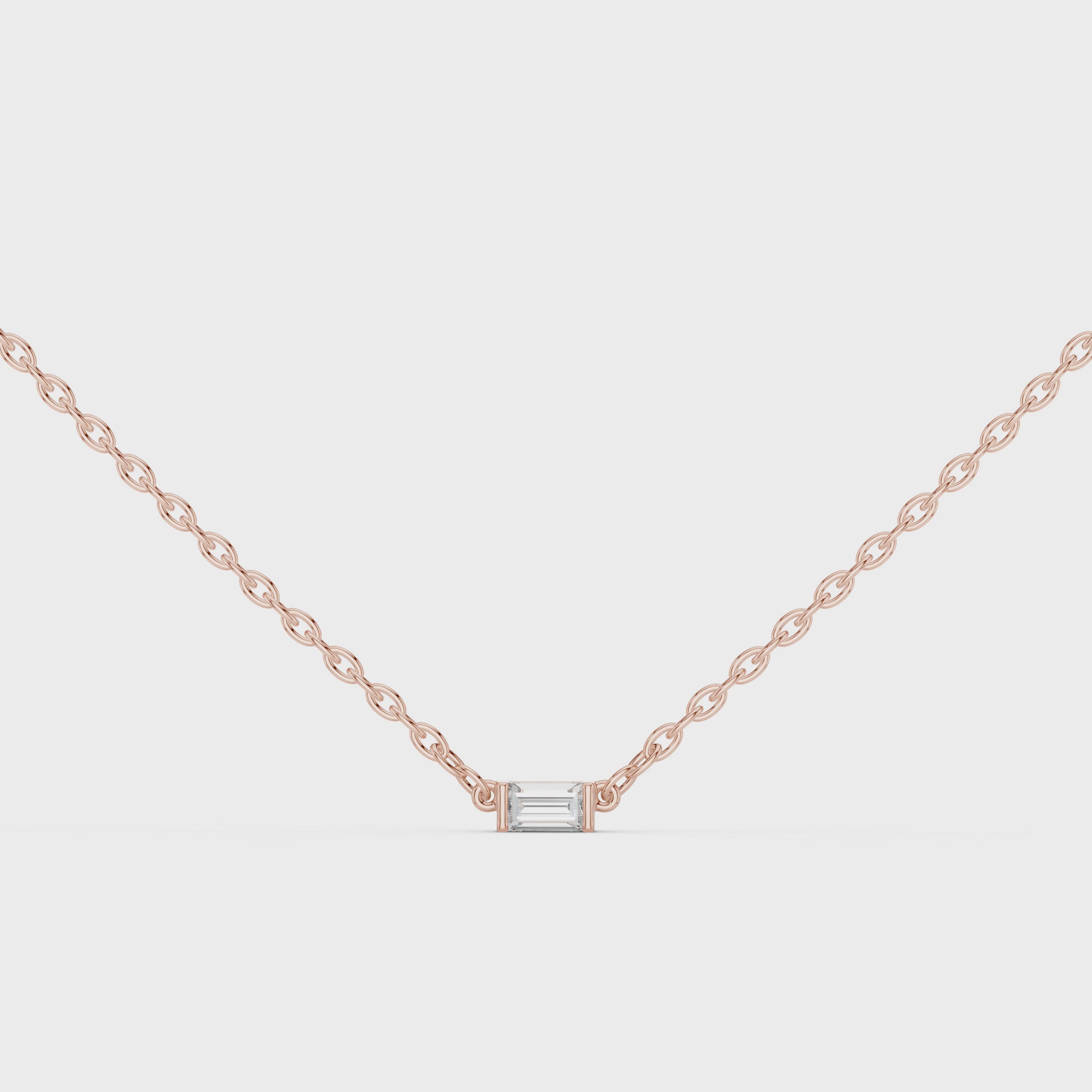 1Baguette Diamond Minimal Bar Pendant