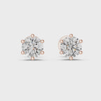 Round Diamond Six Prong Stud Earrings