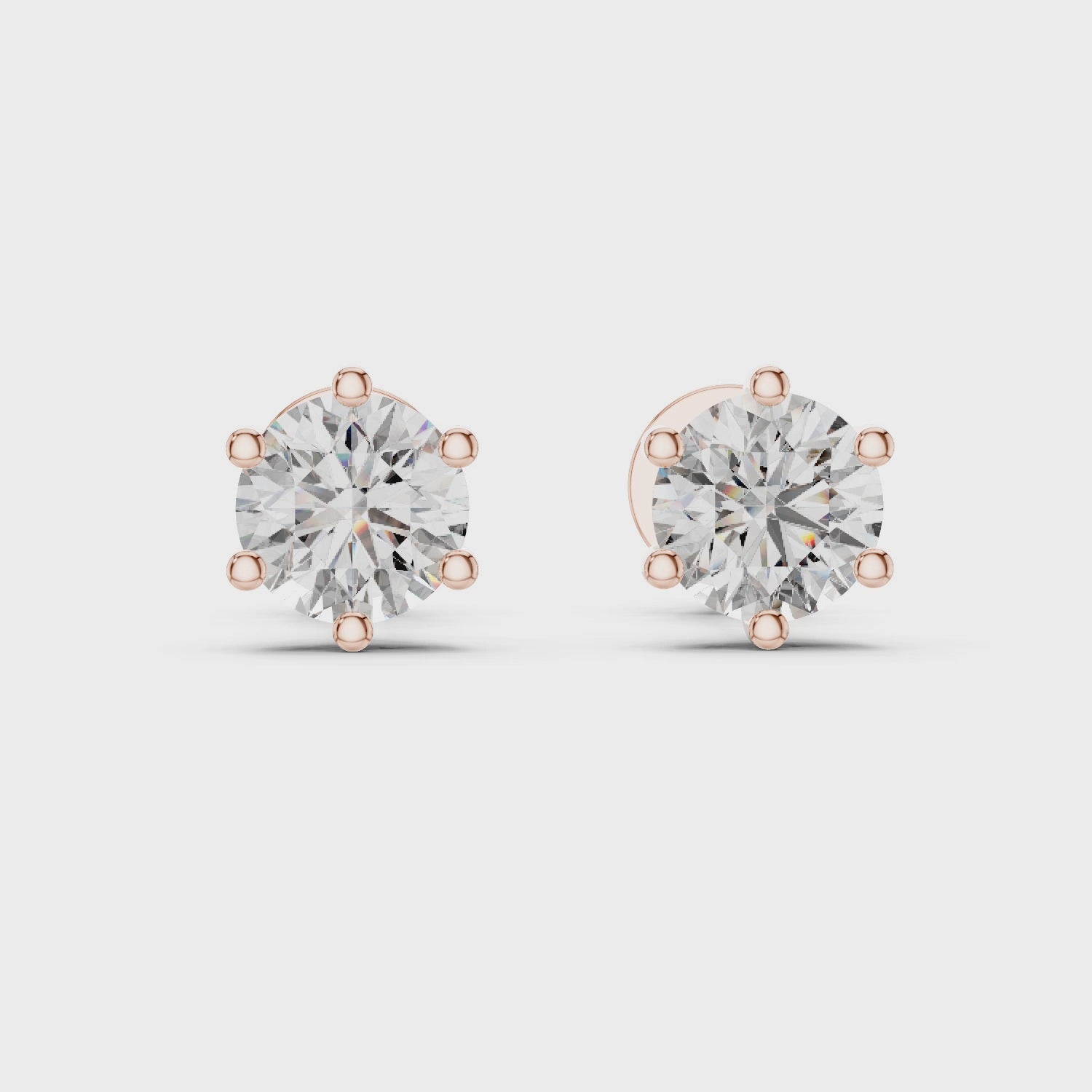 Round Diamond Six Prong Stud Earrings