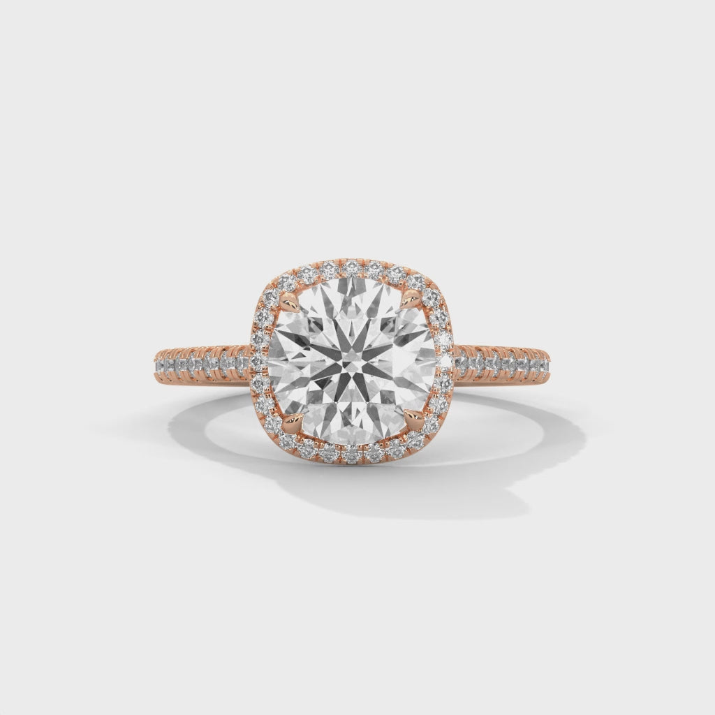 Round Diamond Halo Pavé Engagement Ring