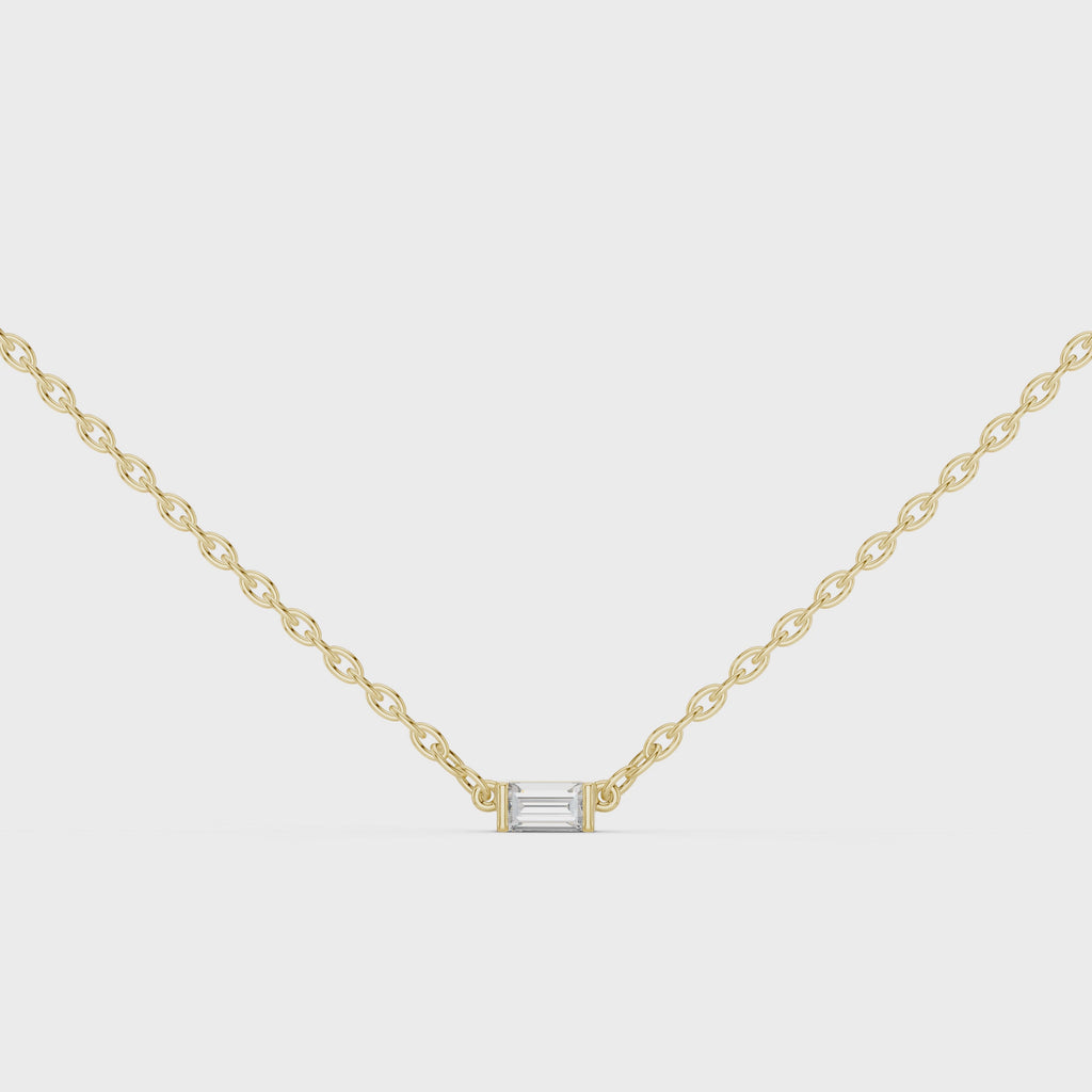 1Baguette Diamond Minimal Bar Pendant