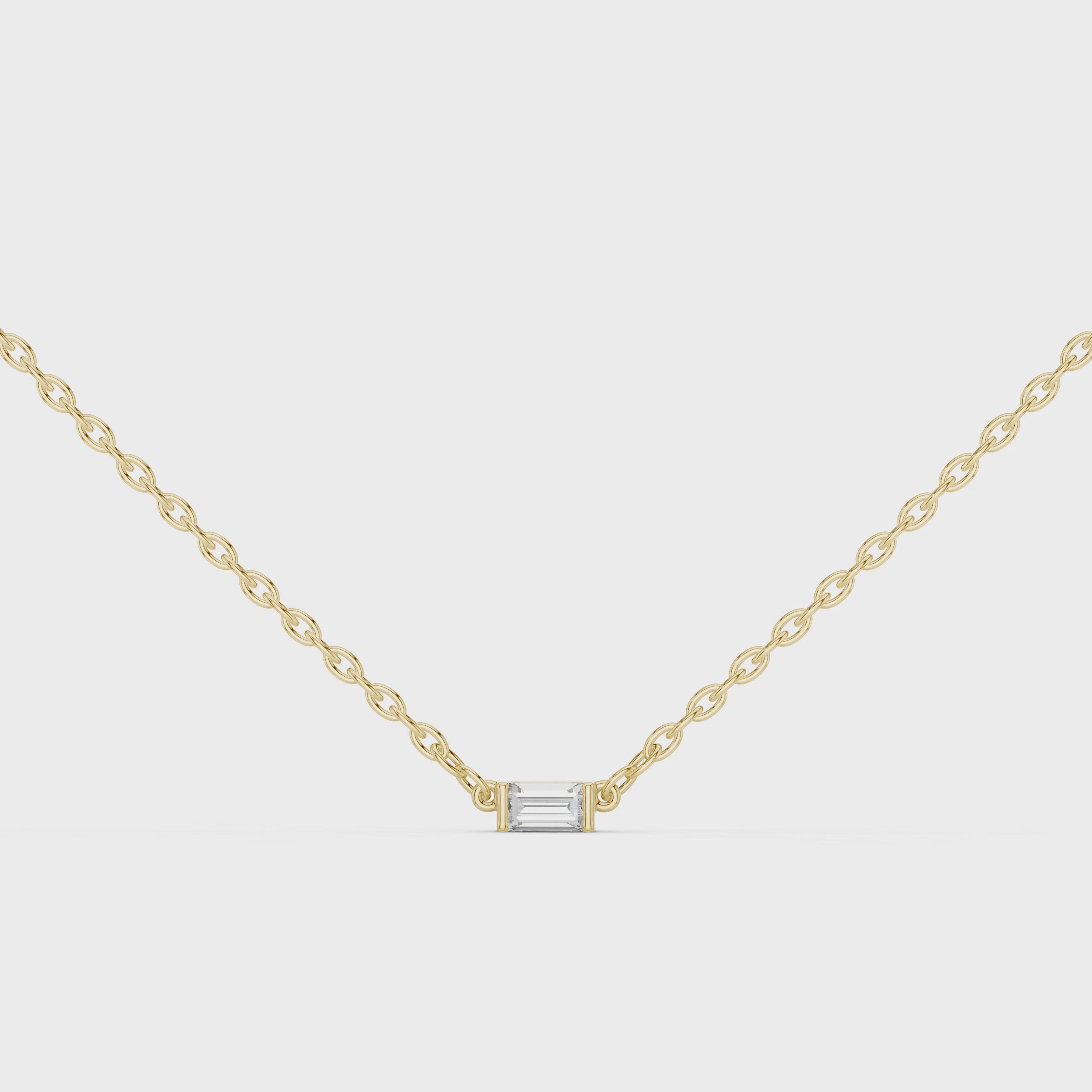1Baguette Diamond Minimal Bar Pendant
