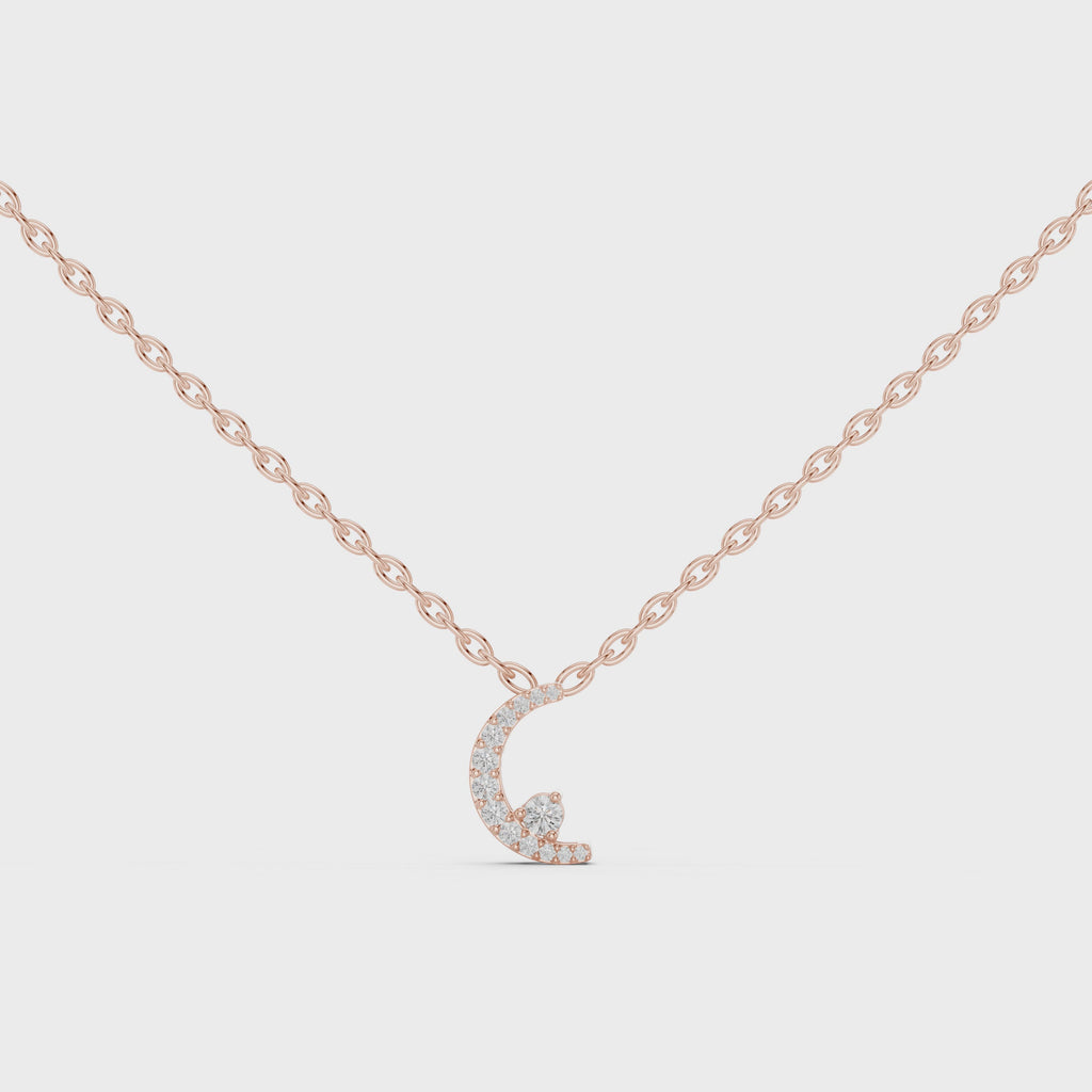 1Crescent Moon Diamond Pendant Necklace