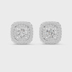 Round Diamond Double Halo Stud Earrings