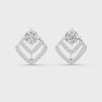 Geometric Diamond Halo Stud Earrings