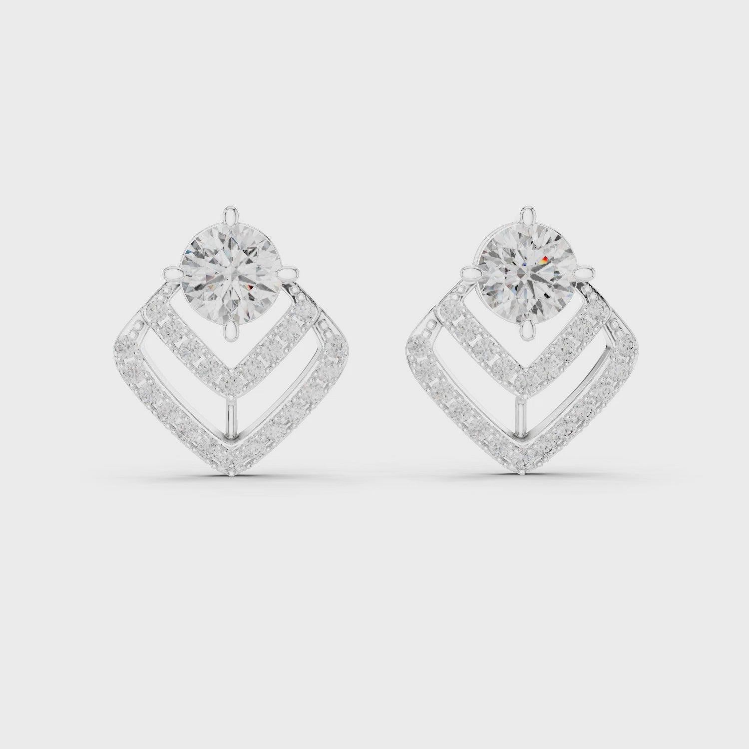 Geometric Diamond Halo Stud Earrings