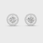 Round Diamond Halo Stud Earrings
