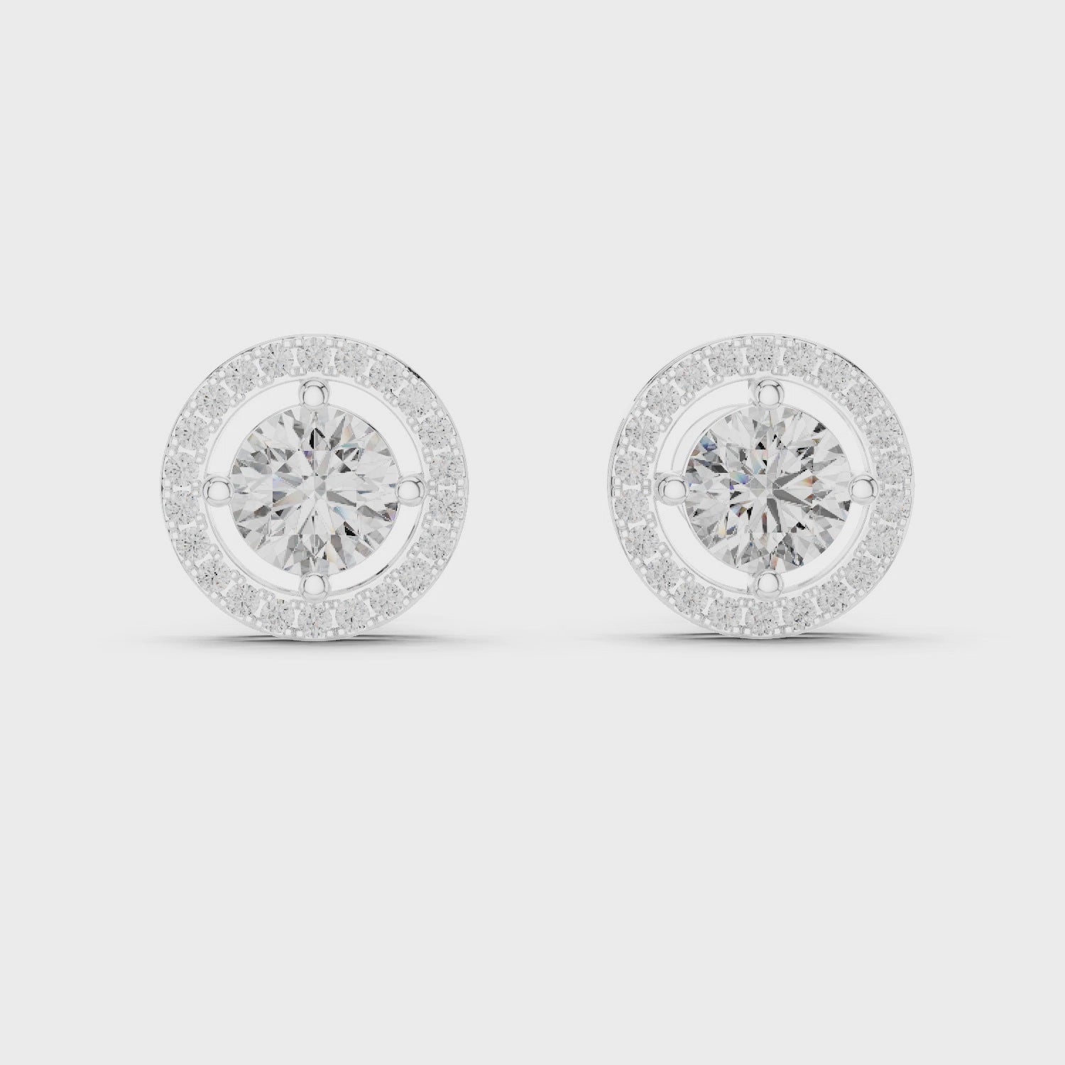 Round Diamond Halo Stud Earrings