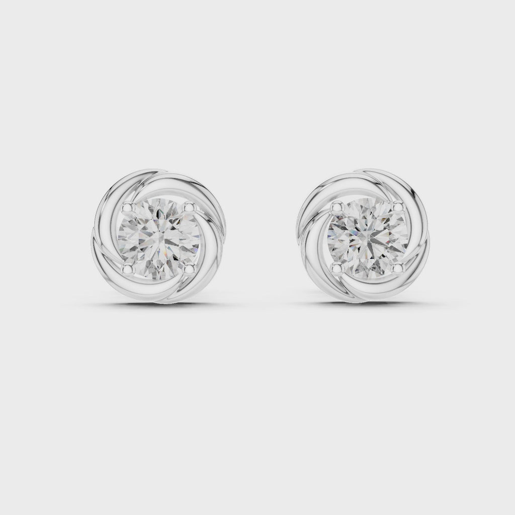 Round Diamond Swirl Stud Earrings