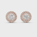 Round Diamond Triple Halo Stud Earrings