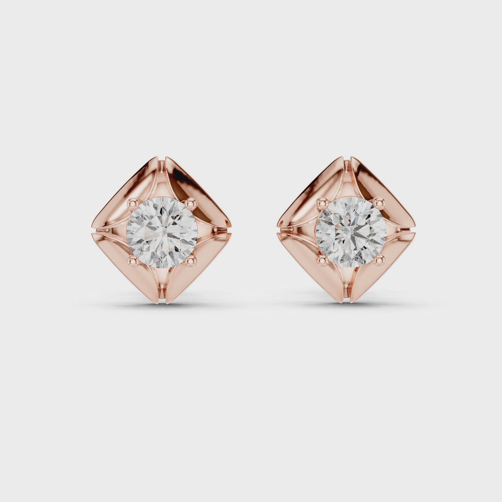 Round Diamond Star Stud Earrings
