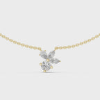 1Multi Shape Diamond Cluster Pendant Necklace